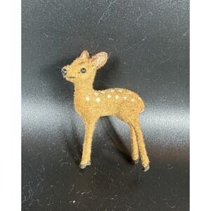 Vintage Wagner Kunstlerschutz West Germany   Flocked Baby Deer Fawn Tag Figurine